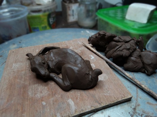 figurine bonsai lievre hare boxing 2